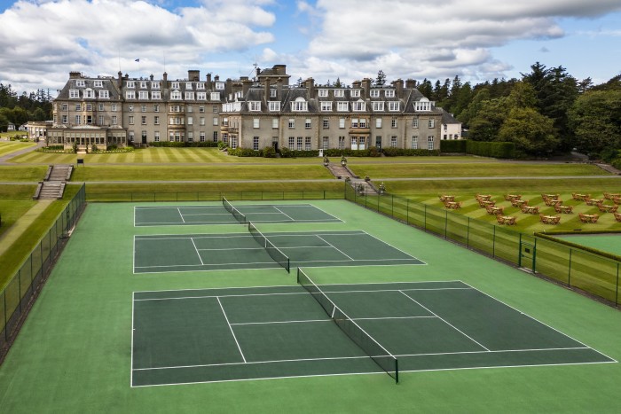 A view of Gleneagles from across its court