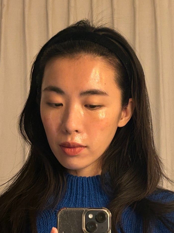 The author tries the glass skin look