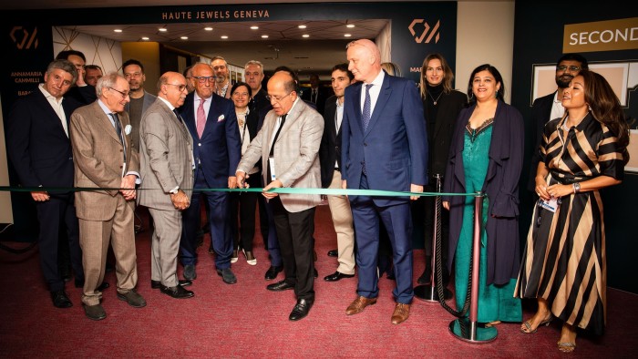 Michael Hakimian at the ribbon cutting opening of Haute Jewels Geneva