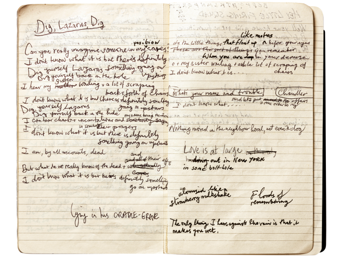 Cave’s lyrics for “Dig, Lazarus, Dig”, 2007