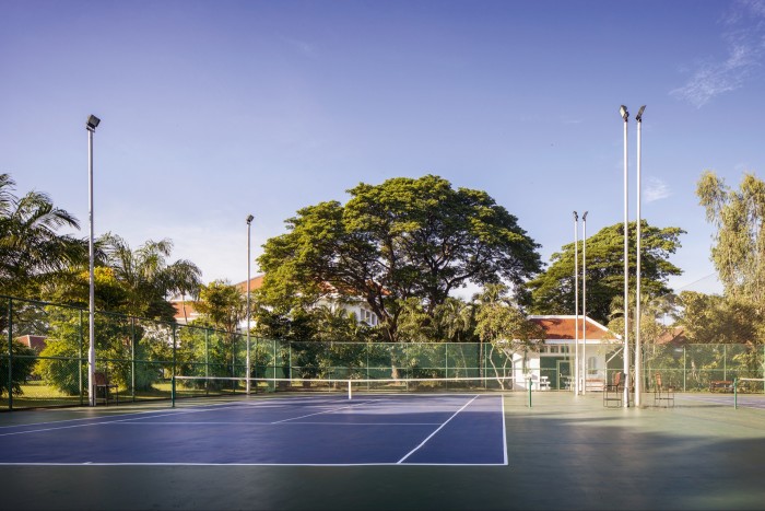 The tennis park at Raffles Grand Hotel d’Angkor