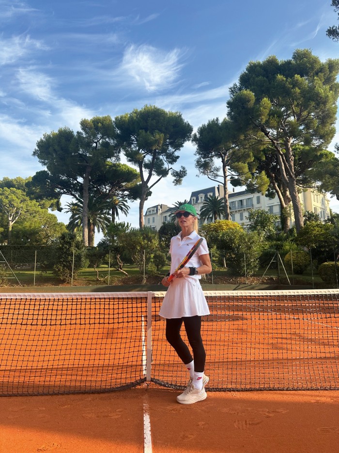 The author at the clay court at H?tel du Cap-Eden-Roc, Antibes