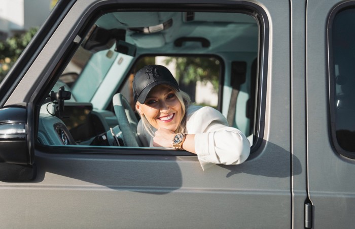 Alex Hirschi in her custom Brabus Mercedes G-Wagen