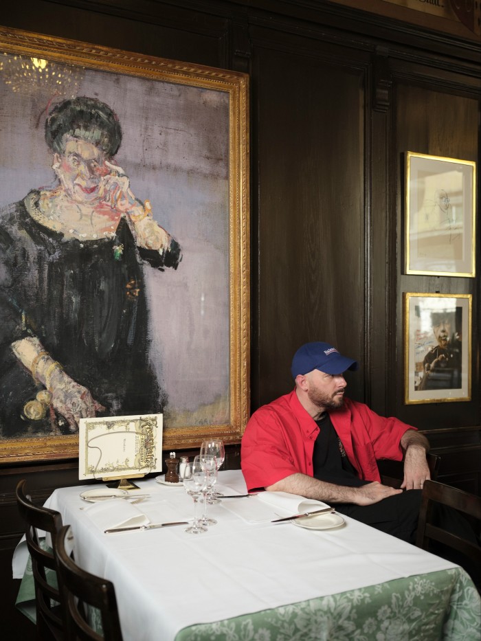 Demna, creative director of Balenciaga, in Kronenhalle restaurant