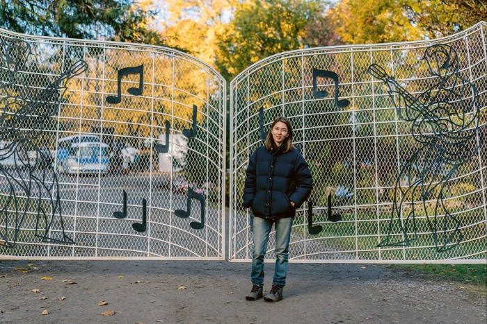 Coppola at the gates of Graceland in Memphis, Tennessee
