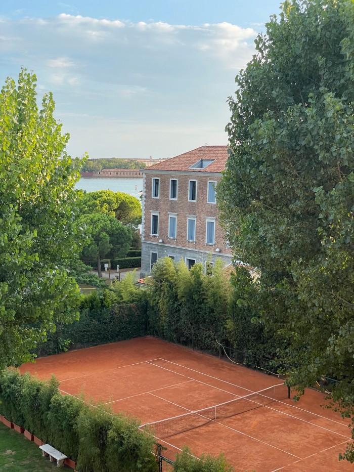 The red clay court at the Hotel Cipriani, Venice