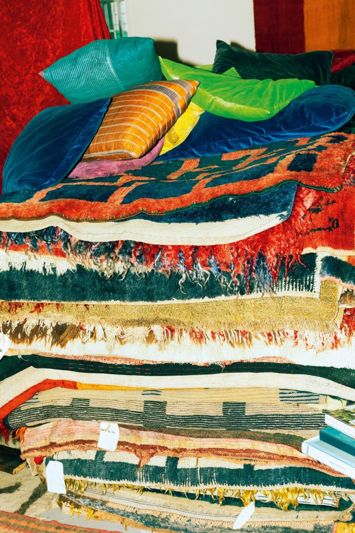 A pile of Kurdish carpets