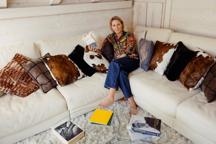 In the sitting room of her chalet